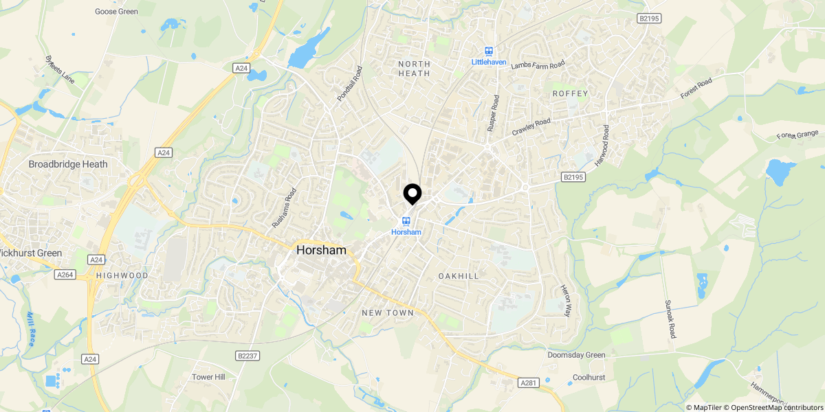 Approximate location of Station Close, Horsham, RH13