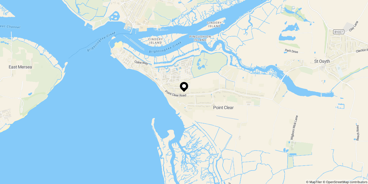 Approximate location of Point Clear Road, St. Osyth, Clacton-on-sea, Essex, CO16