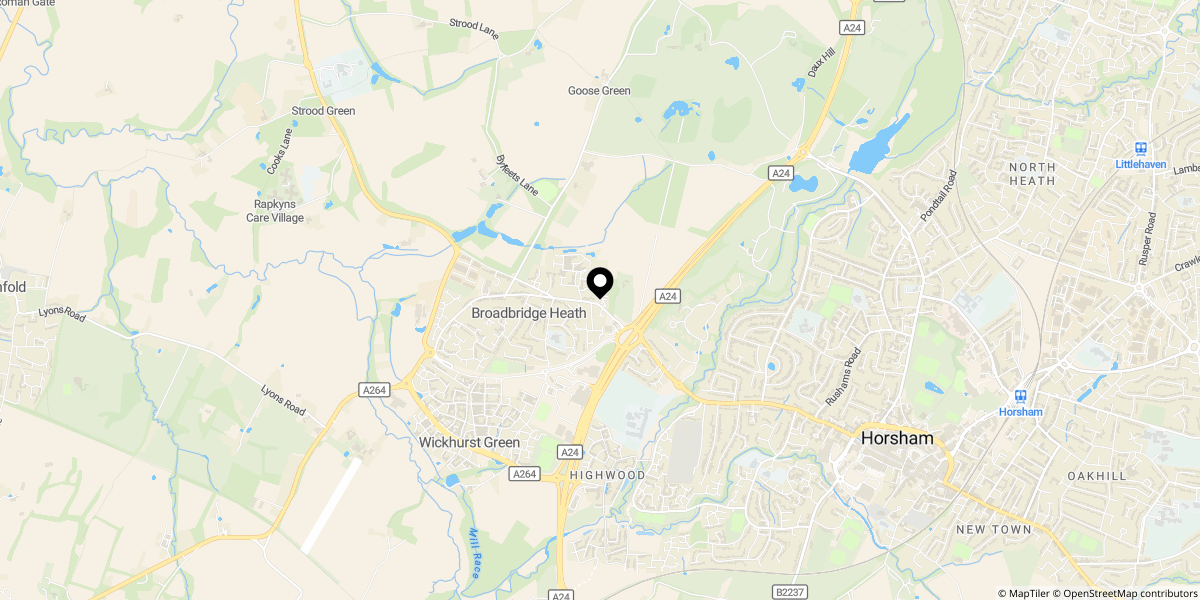 Approximate location of Old Guildford Road, Broadbridge Heath, RH12