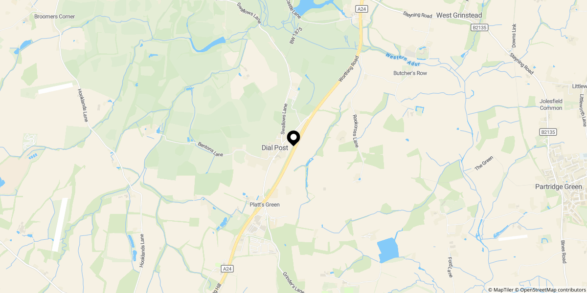 Approximate location of Shirley Cottage, Worthing Road, Dial Post, Horsham, RH13